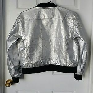 Fried Denim Silver Faux Leather Jacket 
